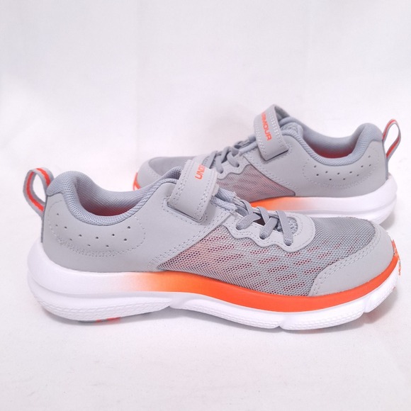Under Armour Assert 10 AC Kids Running Shoes Sz 1.5Y Gray Orange Sneakers Strap - Picture 10 of 10